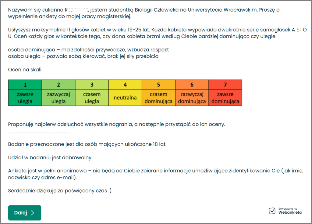 podgląd 1. strony ankiety